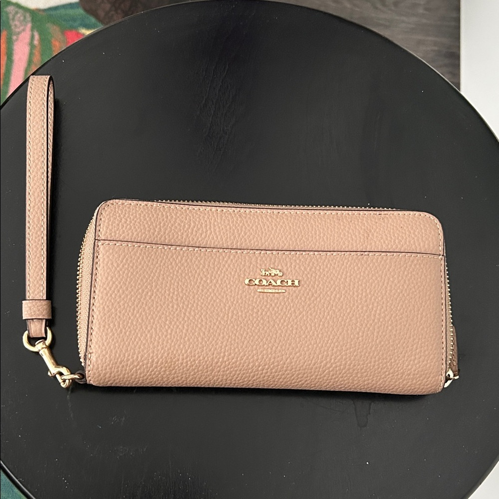 Coach Beige Leather Wristlet